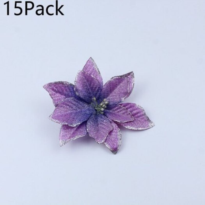 15Pack Christmas 15Cm Phnom Penh Large Simulates Flower Tree Decoration Purple Seasonal Decorations