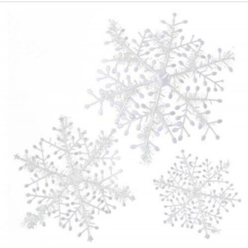 15Pcs Christmas Snowflakes Tree Ornaments Home Party Holiday Festival Decor White 11Cm Seasonal Decorations