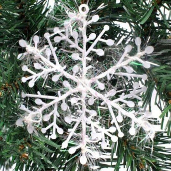 15Pcs Christmas Snowflakes Tree Ornaments Home Party Holiday Festival Decor White 11Cm Seasonal Decorations