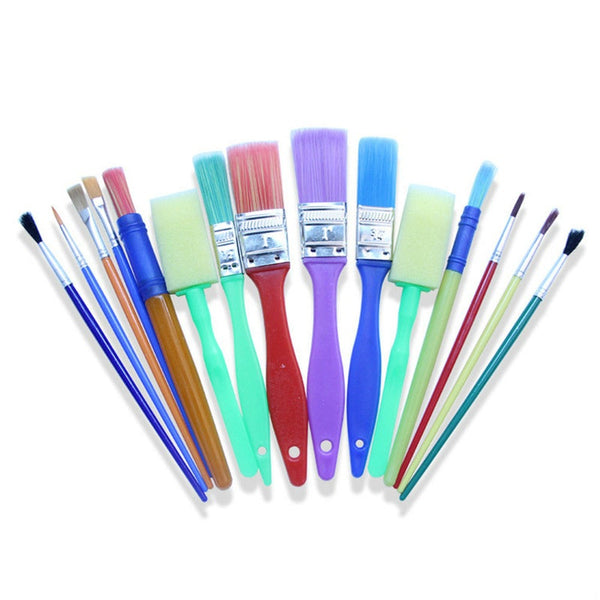 15Pcsset Paint Brush Watercolor Oil Art Supplies Kids Sponge Stamper For Children Gouache Artists Brushes