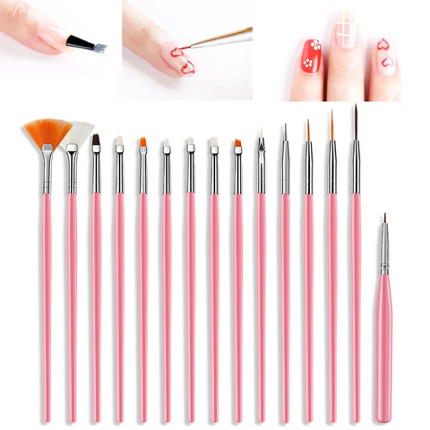15Pcs/Set Nail Art Brush Rhinestone Dotting Pen Drawing Polish Manicure