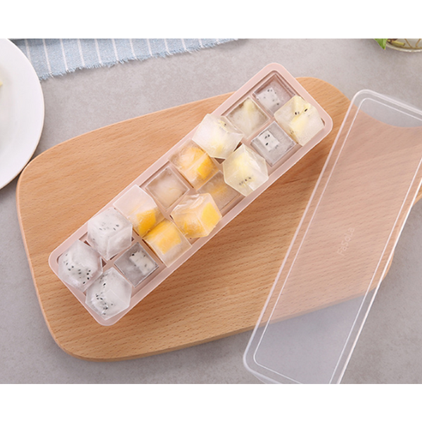 16 Grid Square Ice Cream Mold Box Frozen Cube Maker Tray Baking Tool With Lid Ice Cubes Trays & Moulds
