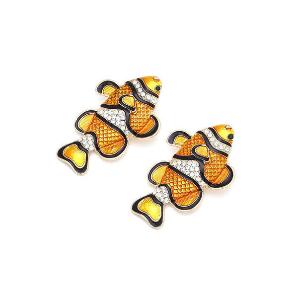 Veile Studios Diamond Studded Clownfish For Women In Fashion Elegant Sophisticated Earrings