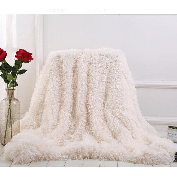 160X200cm Super Soft Long Coral Fleece Flurry Throw Blanket Blankets