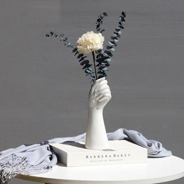 Modern Ceramic White Hand Vase Vases