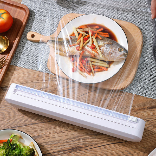 Suction Cup White Plastic Wrap Cutter Kitchen Tools Cling Film Foil & Food Wraps