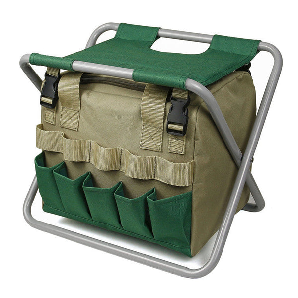 Folding Gardening Stool With Tote Chair Bag Tools Organiser Garden Kneelers & Seats