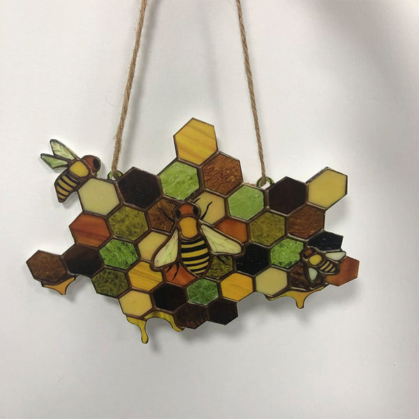 Acrylic Beehive Suncatcher Bumblebees Hanging Decoration 20 Inch By 15 Cm Wall Hangings