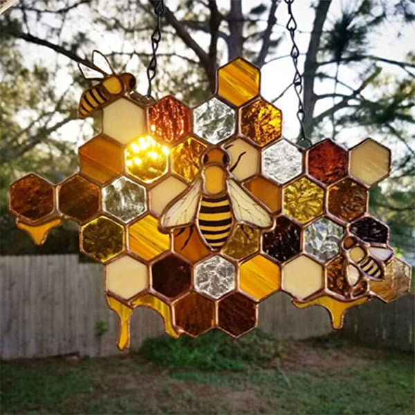 Acrylic Beehive Suncatcher Bumblebees Hanging Decoration 20 Inch By 15 Cm Wall Hangings