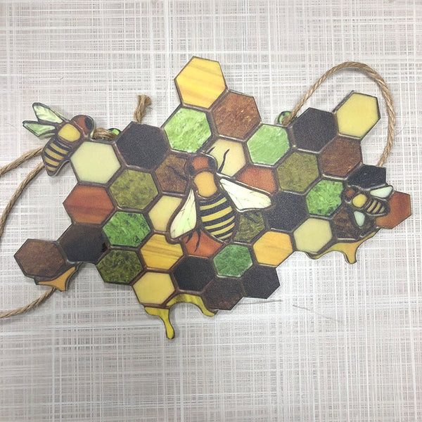 Acrylic Beehive Suncatcher Bumblebees Hanging Decoration 20 Inch By 15 Cm Wall Hangings