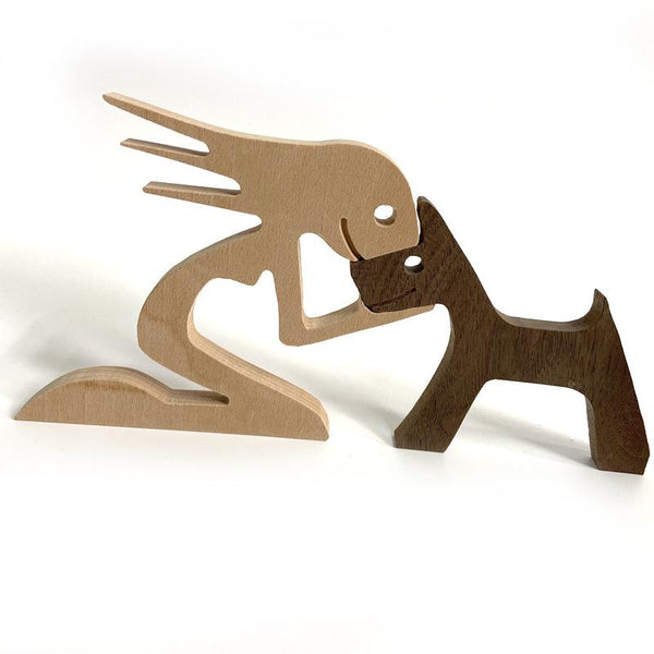 Sculptures & Figurines Mini Wooden Puppy Home Office Desktop Nordic Decoration