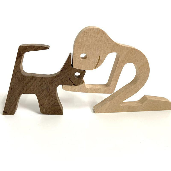 Mini Wooden Puppy Home Office Desktop Nordic Decoration Sculptures & Figurines