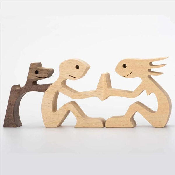 Sculptures & Figurines Mini Wooden Puppy Home Office Desktop Nordic Decoration
