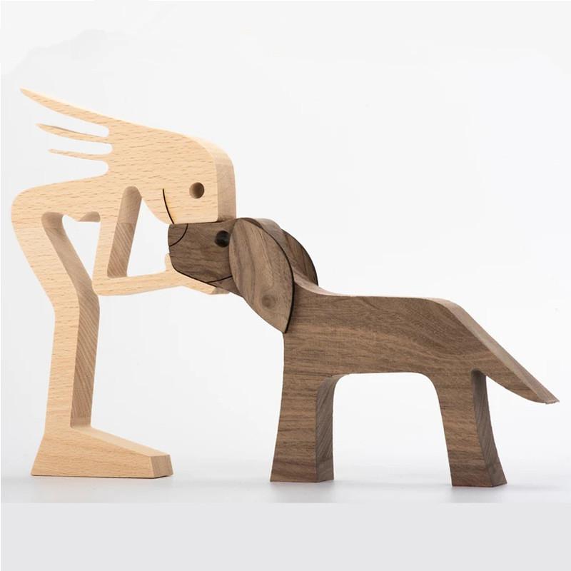 Mini Wooden Puppy Home Office Desktop Nordic Decoration Sculptures & Figurines