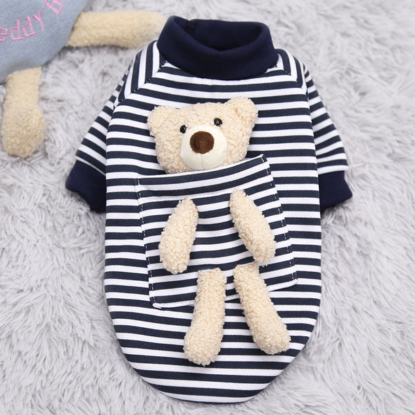 Cute Warm Puppy Small Dog Sweater With Teddy Bear Dog Costumes