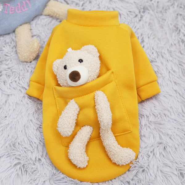 Cute Warm Puppy Small Dog Sweater With Teddy Bear Dog Costumes