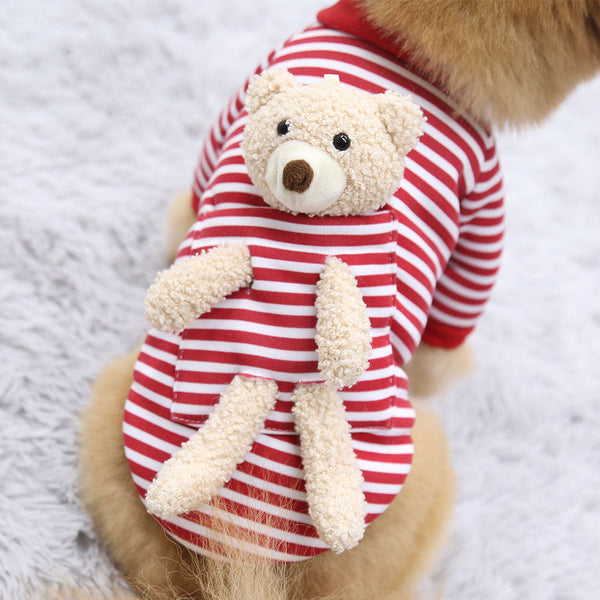 Cute Warm Puppy Small Dog Sweater With Teddy Bear Dog Costumes
