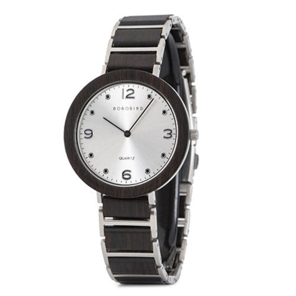 Quartz Wood Watch Waterproof Stainless Steel Casual Watches