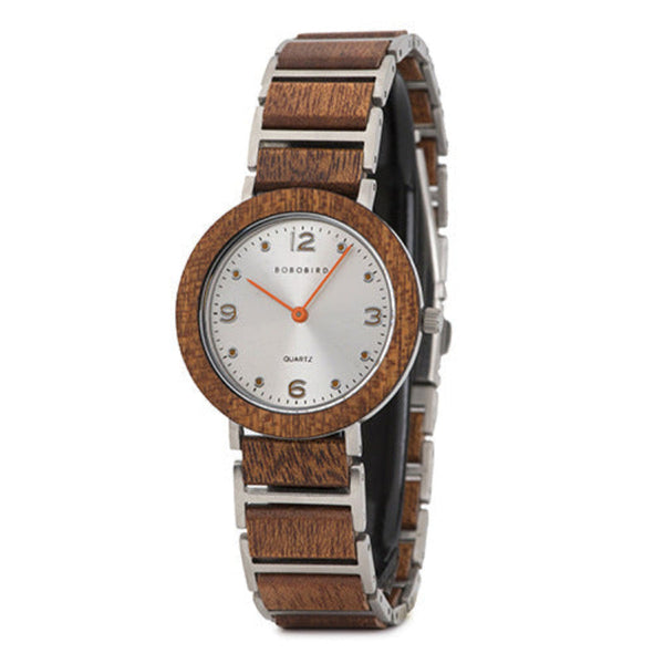 Quartz Wood Watch Waterproof Stainless Steel Casual Watches