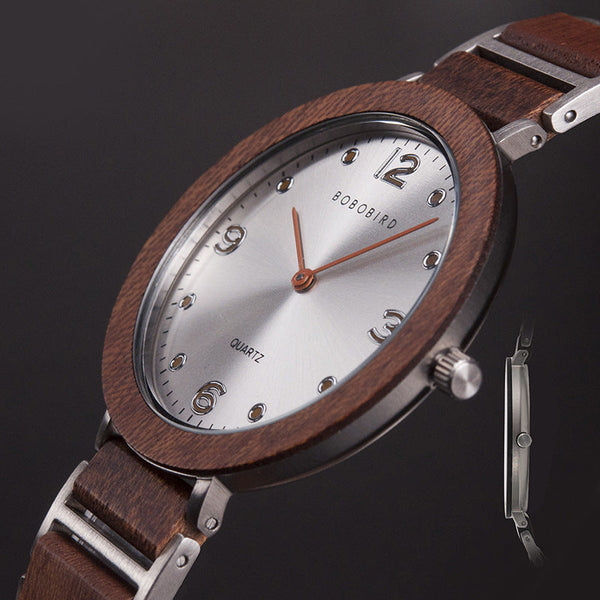Quartz Wood Watch Waterproof Stainless Steel Casual Watches