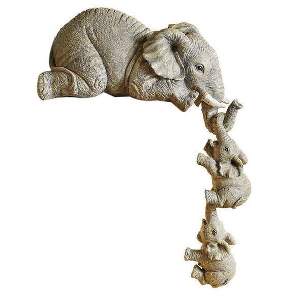 Cute Resin Mother Elephant With Babies Decoration Sculptures & Figurines