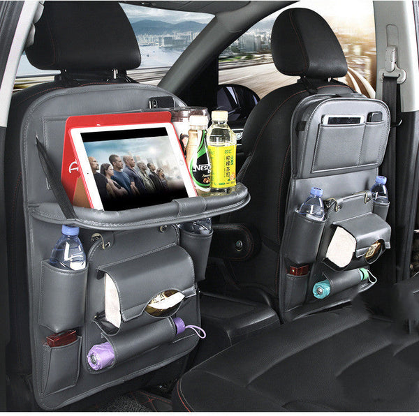 Pu Leather Car Storage Bag Multifunctional Seat Back Tray Hanging Waterproof Organizer Car Organisers