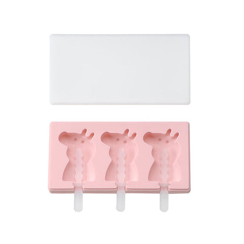 Silicone Animals Shapes Ice Cream Mold With Lid Ice Cubes Trays & Moulds