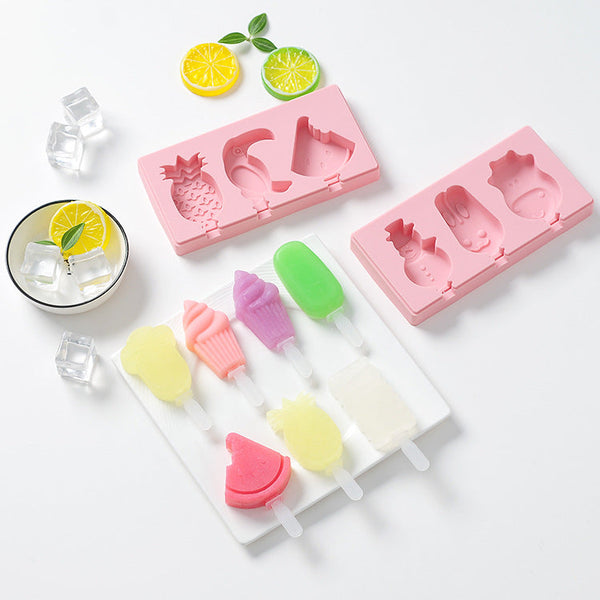 Silicone Animals Shapes Ice Cream Mold With Lid Ice Cubes Trays & Moulds