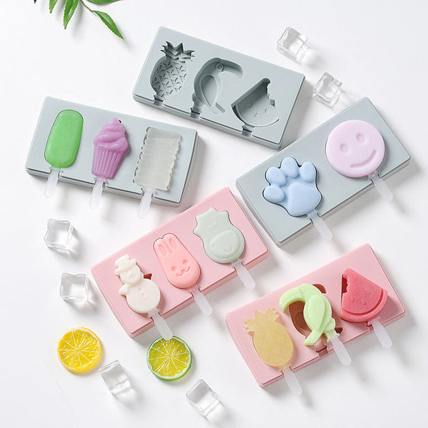 Silicone Animals Shapes Ice Cream Mold With Lid Ice Cubes Trays & Moulds