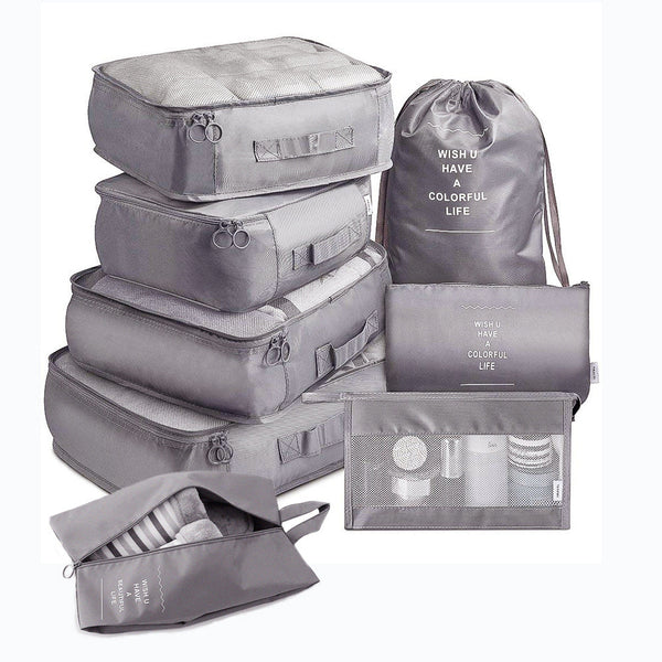 8-Piece Set Luggage Divider Bag Travel Storage Clothes Underwear Shoes Organizer Packing Cube