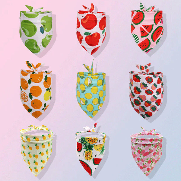 Pet Accessories Summer Fruit Style Pure Cotton Drool Towel Triangle Scarf Dog Clothing & Shoes