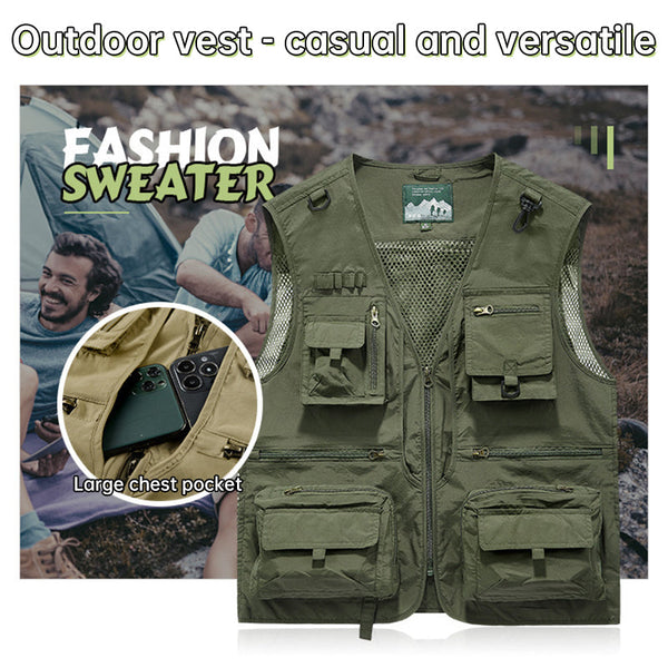 Menas Summer Tactical Vest: 14 Pocket Mesh Ideal For Hiking Fishing Photography & Work Vests