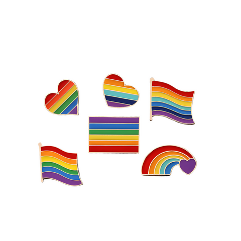 Veile Studios Six Colour Rainbow Corsage Metal Badge Brooch Pin Coat Accessories Jewelry Female Brooches