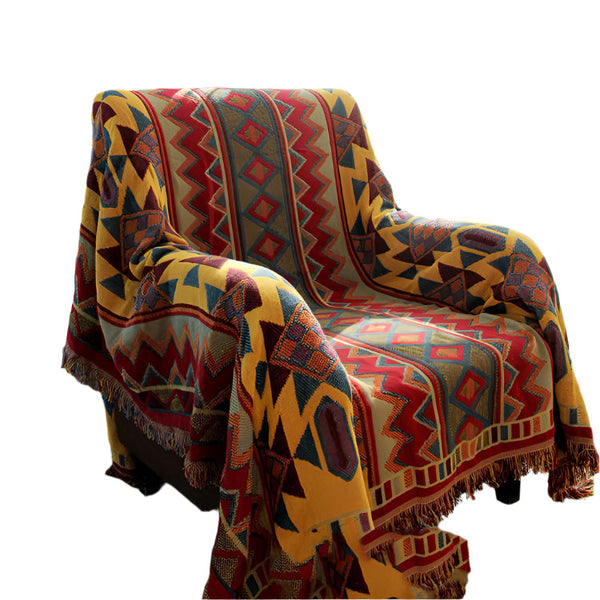 Bohemian Bed Blanket Cover Geometric Tapestry Sofa Cotton Material Blankets