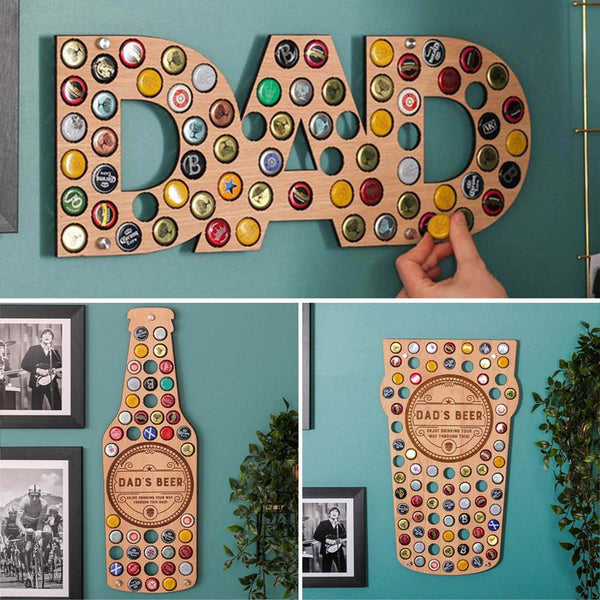 Wooden Beer Bottle Cap Collection Bracket Wall Art Decoration Home