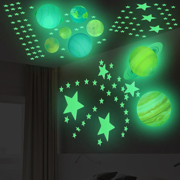 Luminous Glowing Stars And Planets Bedroom Decorations Wall Stickers