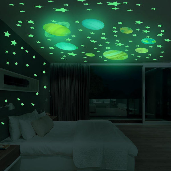 Luminous Glowing Stars And Planets Bedroom Decorations Wall Stickers