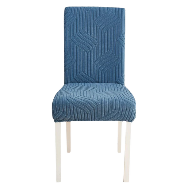 Chair Cover Blue Linear Design Anti Dirt Elastic Material For Dining Room Slipcovers