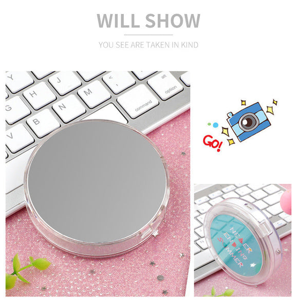 Led Mini Makeup Mirror Portable Rechargeable Folding Cartoon Theme Makeup Mirrors