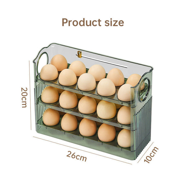 Large Capacity Fridge Egg Storage Portable Multi Layer Tray Auto Open/Close Holder Other Kitchen Storage