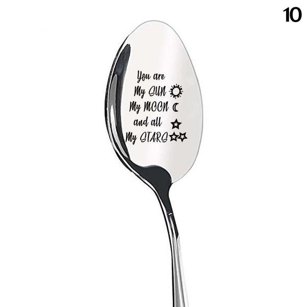 Valentine's Day Gift Stainless Steel Long Handle Spoon With Love Quotes Spoons
