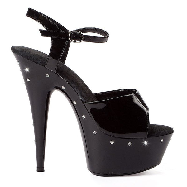 Rhinestone Platform Black 6In Heels
