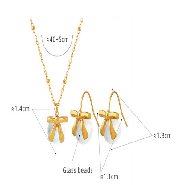 Titanium Steel Bow & Bead Pendant Necklace Necklaces & Pendants