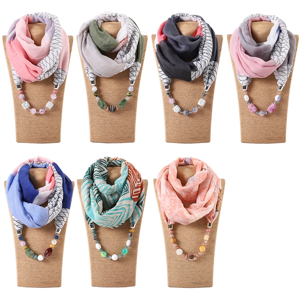 Runmeifa Solid Color Jewelry Statement Necklace Pendant Scarf Women Bohemia Neckerchief Foulard Femme Accessories Hijab Stores Scarves & Wraps