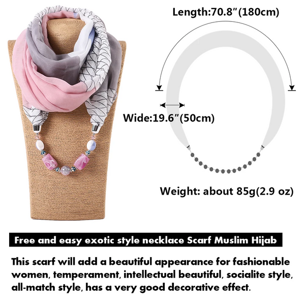 Runmeifa Solid Color Jewelry Statement Necklace Pendant Scarf Women Bohemia Neckerchief Foulard Femme Accessories Hijab Stores Scarves & Wraps