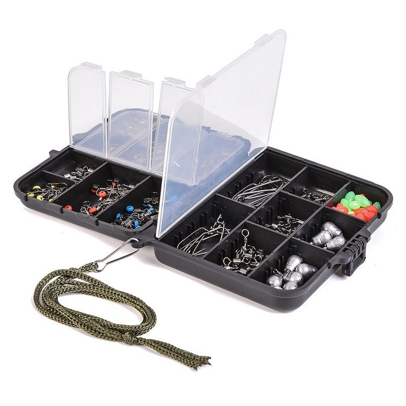 167Pcs Assorted Carp Fishing Accessories Rolling Barrel Swivels Hooks Weight Sinkers Oval Beads Hair Rig Terminal Tackle With Box Other Terminal Tackl