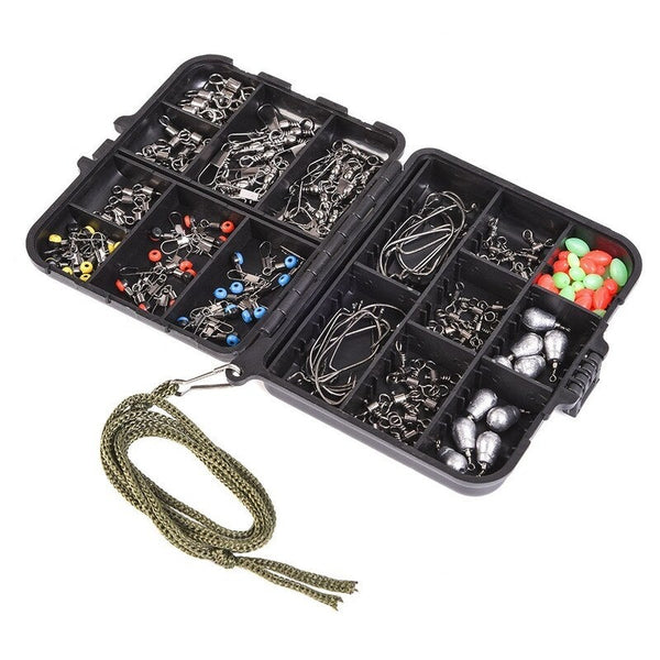 167Pcs Assorted Carp Fishing Accessories Rolling Barrel Swivels Hooks Weight Sinkers Oval Beads Hair Rig Terminal Tackle With Box