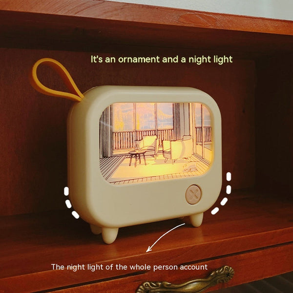 Tv Small Night Lamp Creative Bedroom Bedside Mini Led Sleeping With Ambience Light Charging Painting