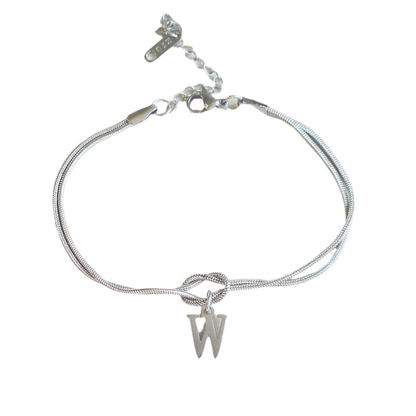 Veile Studios Letter A Z Love Knot For Women Couple Gold Colour Dainty Snake Chain Bracelets