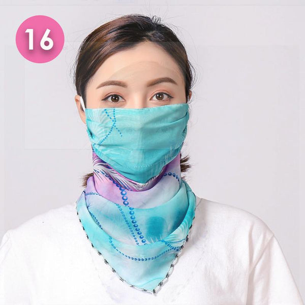 Summer Masks Flower Printed Women's Large Neck Guard Sun Protection Scarf